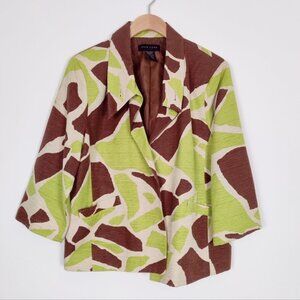 Silk Land Women's Abstract Print Silk Blazer Size XL Business Casual Lightweight